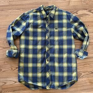 Men’s RVCA Lightweight Plaid Poplin Button Down Shirt M Medium
